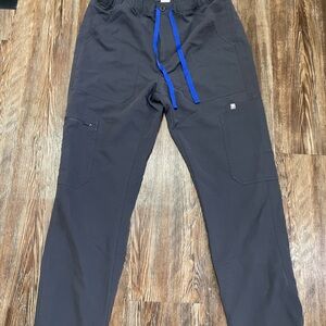 Figs Men's Cargo Pants in Black with Blue Accents